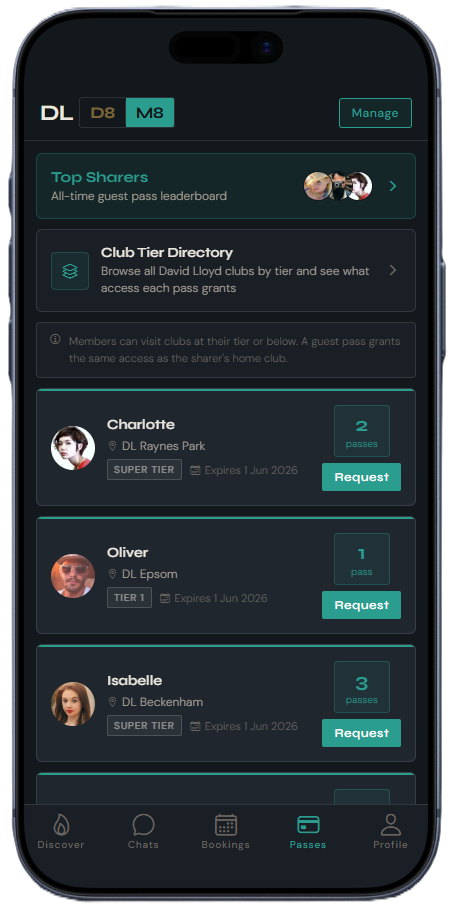 OMNIA Social mode guest passes screen
